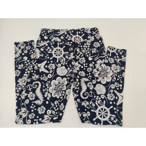 LuLaRoe Leggings One Size OS Nautical Print Navy‎ Blue White Floral Anchors